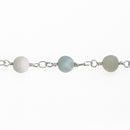3 feet (1 yard) MATTE AMAZONITE GEMSTONE Rosary Chain, silver, 6mm round gemstone beads, fch0740a