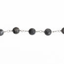 1 yard (3 feet) Grey LABRADORITE GEMSTONE Rosary Chain, silver links, 8mm round faceted gemstone beads, fch0742a