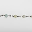 3 feet (1 yard) MATTE AMAZONITE GEMSTONE Rosary Chain, gunmetal, 6mm round gemstone beads, fch0743a