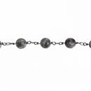 3 feet (1 yard) GREY LABRADORITE GEMSTONE Rosary Chain, gunmetal links, 8mm round faceted gemstone beads, fch0744a
