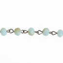 1 yard (3 feet) Pale Blue and Tan Crystal Rosary Chain, gunmetal wire, 8mm matte rondelle faceted crystal beads, fch0748a