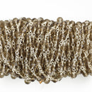 10 yards SMOKE GREY Crystal Rondelle Rosary Chain, silver, 6mm faceted rondelle glass beads, double wrap, fch0752b