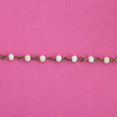 13ft Light Blue Green Tan Crystal Rosary Chain, matte beads with bronze wire, 4mm rondelle faceted crystal beads, fch0754b