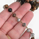 1 yard Matte Crystal Gemstone Rosary Chain, Bronze, 8mm, silver, gray, bronze, black howlite, fch0756a
