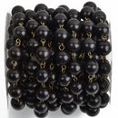 11 feet (3.67 yards) BLACK Howlite Rosary Chain, bronze wire links, 10mm round stone bead chain, fch0757b