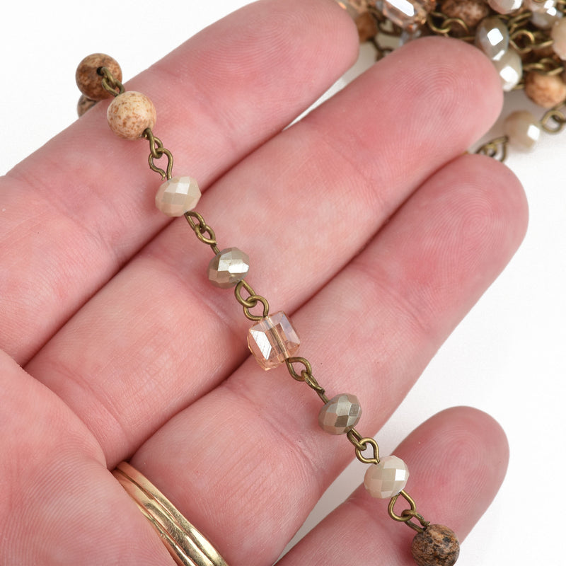 crystal bead chain, gemstone rosary chain