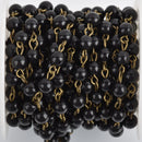 13 feet (4.33 yards) BLACK Howlite Rosary Chain, bronze wire links, 6mm round stone bead chain, fch0761b