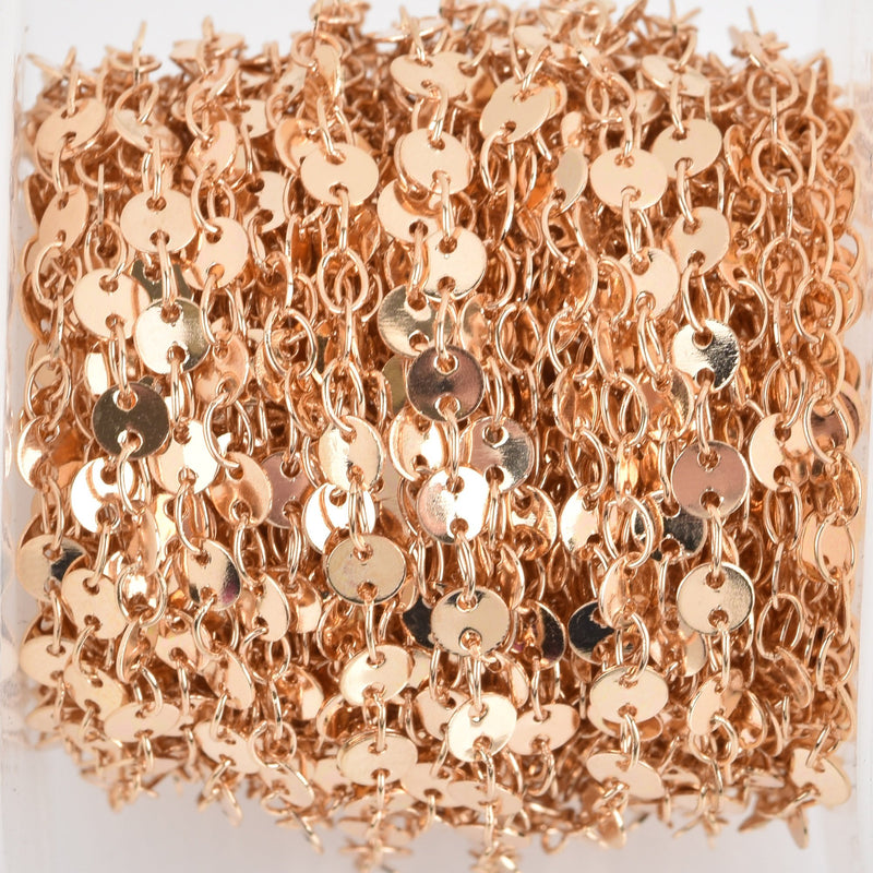 1 yard (3 feet) of LIGHT GOLD DISC Chain, Sequin Chain, Curb Link Chain, brass chain, 4mm round flat discs, fch0789a