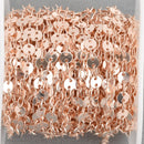 10 meters of ROSE GOLD DISC Chain, Sequin Chain, Curb Link Chain, brass chain, 4mm round flat discs, 32.8 feet, fch0791b