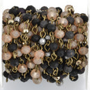 13 feet (4.33 yards) Matte Gemstone Crystal Rosary Chain, bronze, 6mm Crystal, Pyrite, Hematite Rondelle Beads, fch0801b