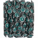 1 yard Crystal Chain, EMERALD GREEN and BLACK, Flat Coin Rhinestone Rosary Chain, 7mm, fch0866a