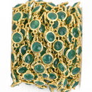1 yard Crystal Chain, EMERALD GREEN and GOLD, Flat Coin Rhinestone Rosary Chain, 7mm, fch0867a