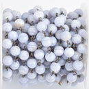 1 yard BLUE LACE AGATE Rosary Chain gunmetal wire 8mm chalcedony gemstone fch0895a