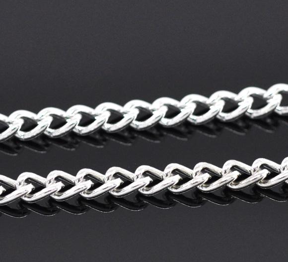 1 yard Silver Plated Iron Curb Link Chain 5mm x 3.5mm links fch0902a