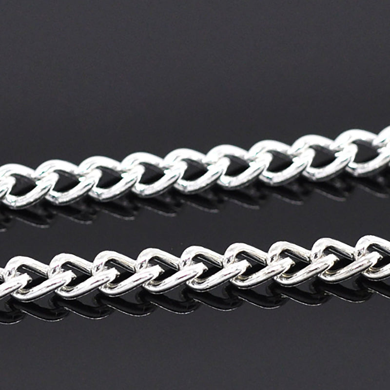 10 yards Silver Plated Iron Curb Link Chain 5mm x 3.5mm links fch0902b