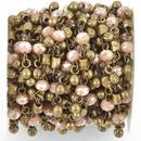 1 yard Crystal Bead Chain 6mm BRONZE with MUSHROOM BROWN Rondelle fch0912a