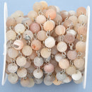 13 feet CHAMPAGNE DRUZY Quartz Rosary Chain, SILVER, 8mm Matte round gemstone beads, fch0915b