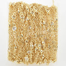 1 yard Crystal Cable Link Chain GOLD with 4mm Clear Rhinestones fch0917a
