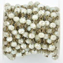 13 feet MINT CREAM Crystal Rondelle Rosary Chain, bronze, 6mm faceted rondelle glass beads fch0923b