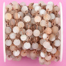 3 feet CHAMPAGNE DRUZY Quartz Rosary Chain, COPPER, 6mm Matte round gemstone beads, fch0926a