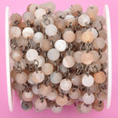 3 feet CHAMPAGNE DRUZY Quartz Rosary Chain, GUNMETAL, 6mm Matte round gemstone beads, fch0928a