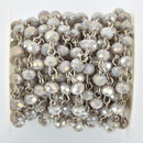 13 feet HEATHER GRAY AB Crystal Rondelle Rosary Chain, silver wire, 6mm faceted glass beads, fch0958b