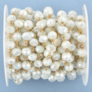 1 yard WHITE AB Crystal Rondelle Rosary Chain, GOLD wire, 8mm faceted glass fch0972a