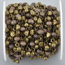 13 feet Matte Bronze Crystal Bead Chain 6mm BRONZE with Rondelle Beads fch1036b