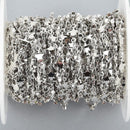 1 yard Silver STAR Chain Real White Gold Plated tarnish resistant fch1045a