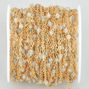 10 yards GOLD 22k Plated LABRADORITE Chain 3mm GRAY Gemstone Satellite Cable Chain, Bead Chain, fch1069b