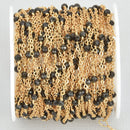 1 yard GOLD 22k Plated OBSIDIAN Chain 3mm BLACK Gemstone Satellite Cable Chain, Bead Chain, fch1071a