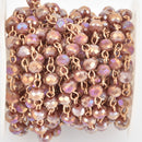13 feet 6mm Crystal Rosary Chain, gold wire, rondelle beads, PLUM AB fch1074b