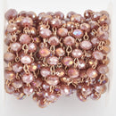 13 feet 8mm Crystal Rosary Chain, gold wire, rondelle beads, PLUM AB fch1075b