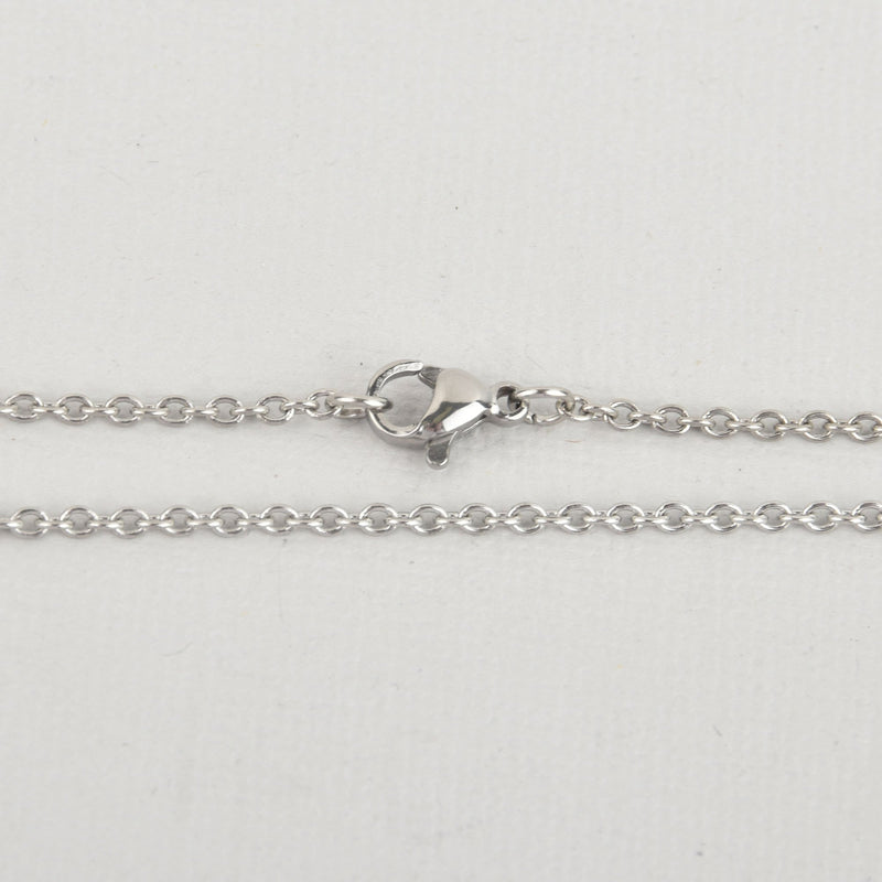 10 Silver 20" Necklace Chains Stainless Steel CABLE LINK, oval links are 2x1mm, fch1092b