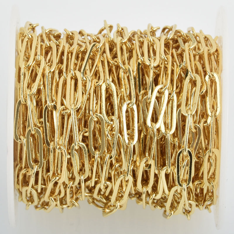 1 yard Gold Plated Paperclip Chain, Skinny Oval Links are 12x4mm fch1104a
