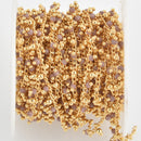 1 yard Mushroom Gray Crystal Shaker Chain, bright gold wire loops, 2.5mm Rondelle Bead Charm Dangles fch1106a