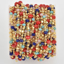 1 yard Crystal Bead Chain, Gold Red White Blue, 4mm, fch1121a