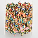 1 yard Evil Eye Bead Chain, Gold and Multicolor Rosary Chain, 4mm, fch1123a