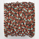 1 yard 2mm Seed Bead Chain, Glass Copper Blue Red Black, fch1124a