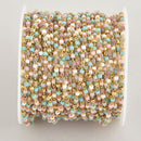 1 yard 2mm Seed Bead Chain, Glass Gold Pink Blue Purple White, fch1126a