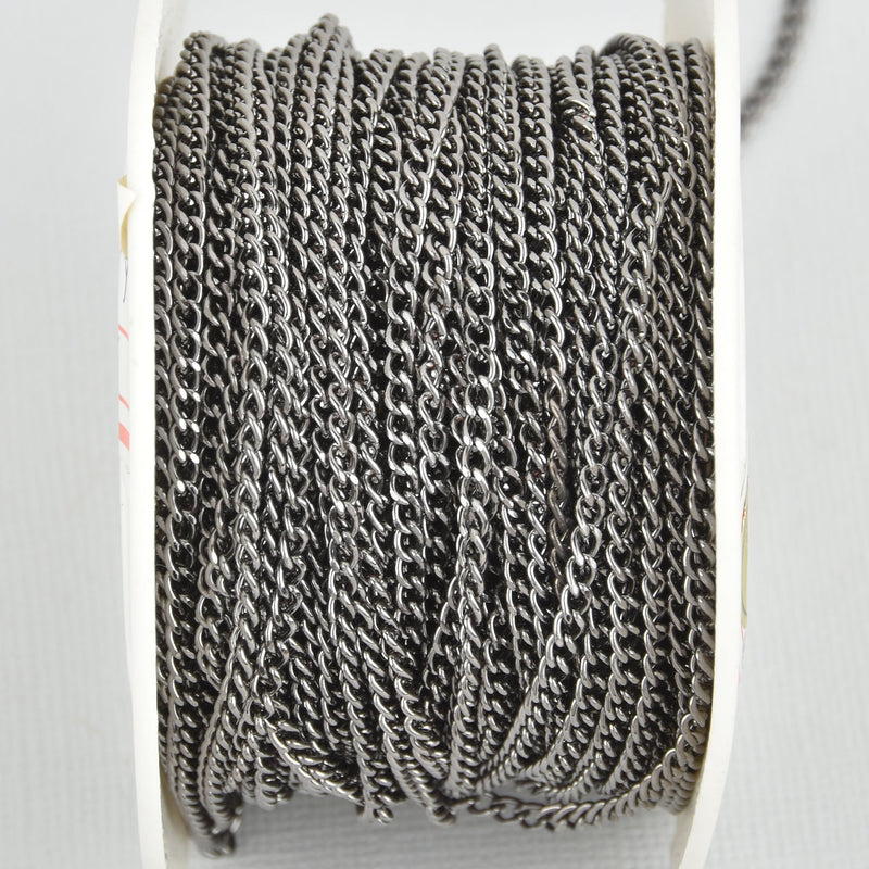 1 yard GUNMETAL BLACK Curb Link Chain, links are 3mm long, fch1160a