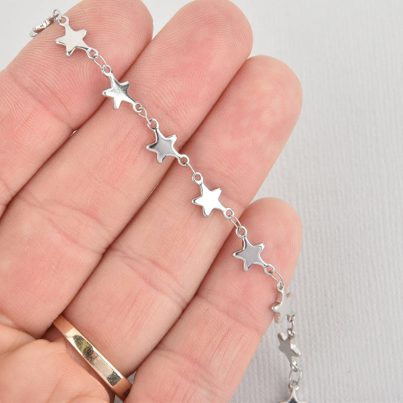 1 yard Silver Star Charm Chain, stainless steel, fch1163a
