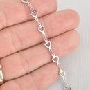 10 yards Silver Heart Charm Chain, stainless steel, fch1164b