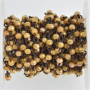 13 ft Yellow AB Crystal Rosary Chain, gunmetal links, 4mm rondelle faceted beads, fch1174b