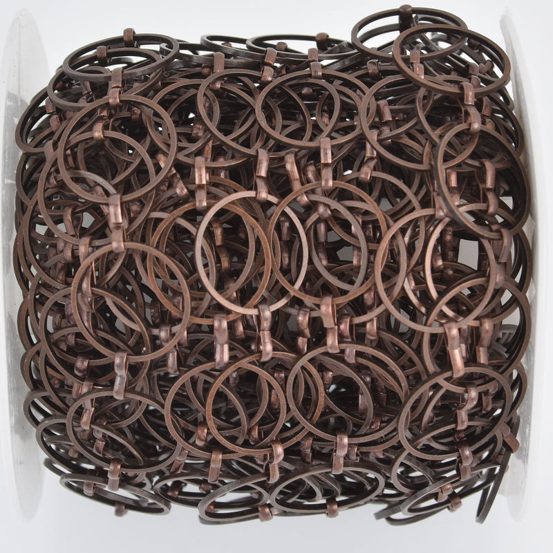 10 yards 16mm Antique Copper Circle Link Chain fch1182b