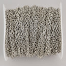 20 yards Silver Tone Cable Link Chain, oval links are 4mm x 3mm  fch1191b