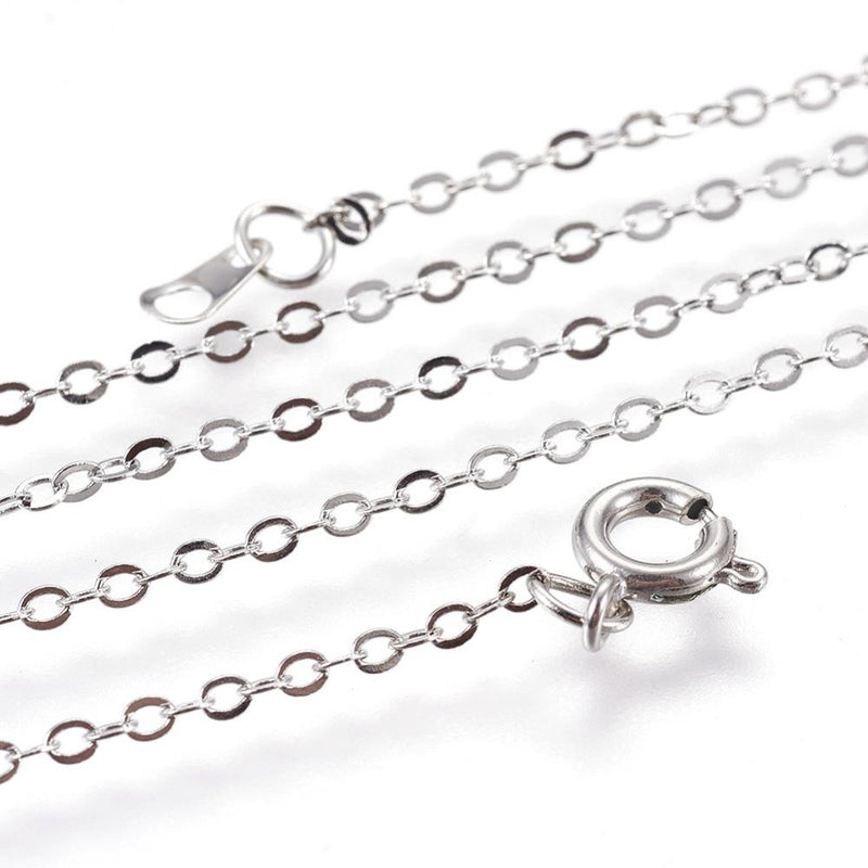 120 Brass Chain Necklaces, 18", Platinum Silver Color, Nickel Free, links are 2x1.5mm, fch1201b