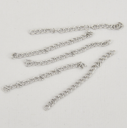 10 Necklace Extension Chains, about 2-3/8" long, stainless steel curb link extender, no clasp or finial, fch1202