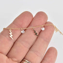 Gold Lightning Bolt Crystal Chain, Charm Chain, fch1214a