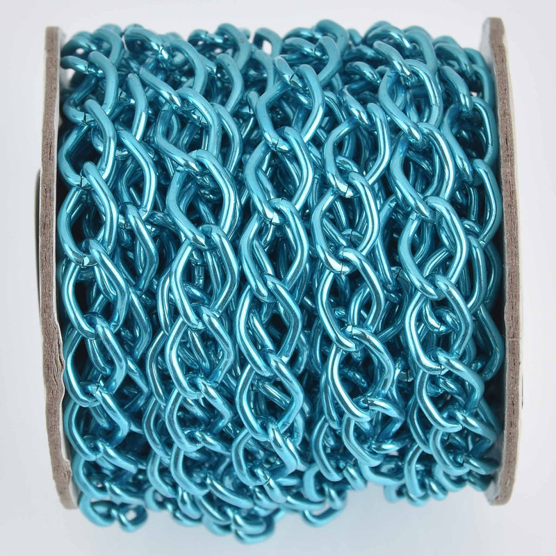 20 feet Turquoise Blue Aluminum Chain, Curb Link 14x9mm, fch1221b